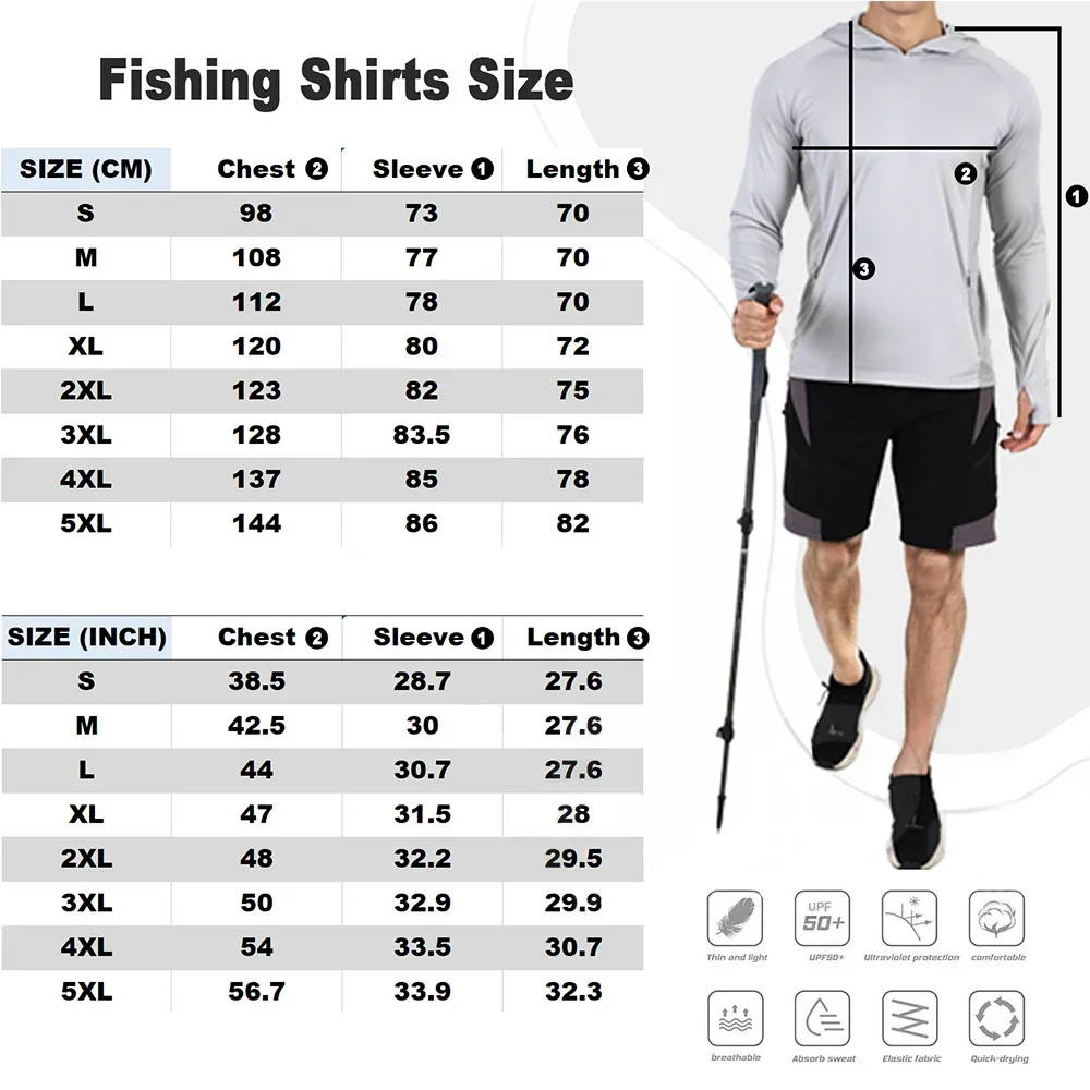 Camisas de pesca de manga larga con máscara para hombre, ropa UV para exteriores, Abrigo con capucha, protector solar, transpirable - imagen 5