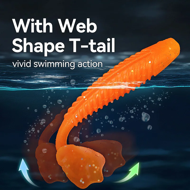 WEIHE 20 piezas pies de pato flotantes cola en T 5,5 cm/6,5 cm cebo suave Luya cebo falso - imagen 2