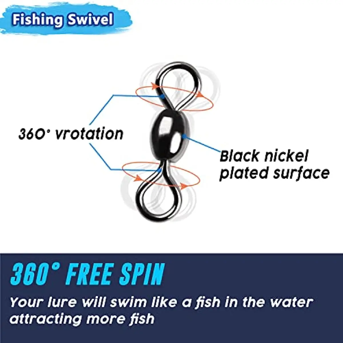 Aparejos de pesca giratorios de barril, 100 piezas, aparejos de pesca de Surf, Conector de pesca giratorio con aparejos de agua dulce de níquel negro - imagen 4