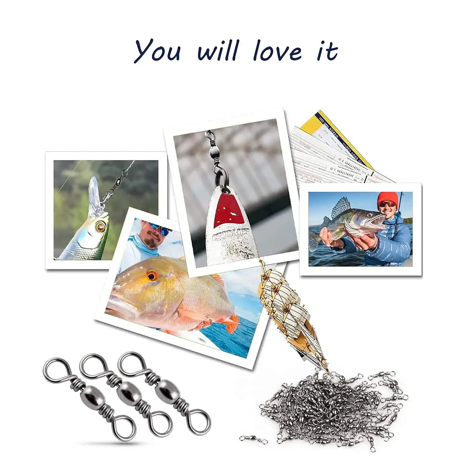 Goture 200 unids/lote pesca giratoria barril giratorio acero inoxidable pesca en el mar gancho conector tamaño 10, 8, 6, 4, 2, 1/0, - imagen 4