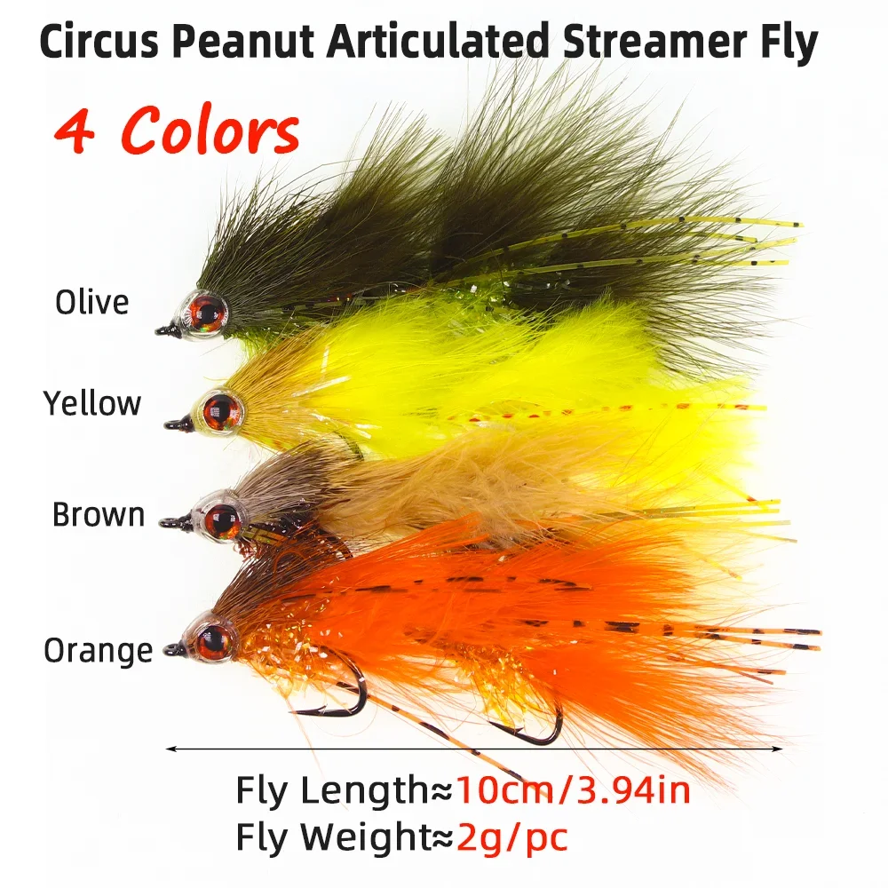 Wifreo 2 uds/4 Uds circo maní serpentina articulada 3D ojo de pez ciervo pelo Stinger moscas trucha lubina Pike Muskie Señuelos de Pesca - imagen 2