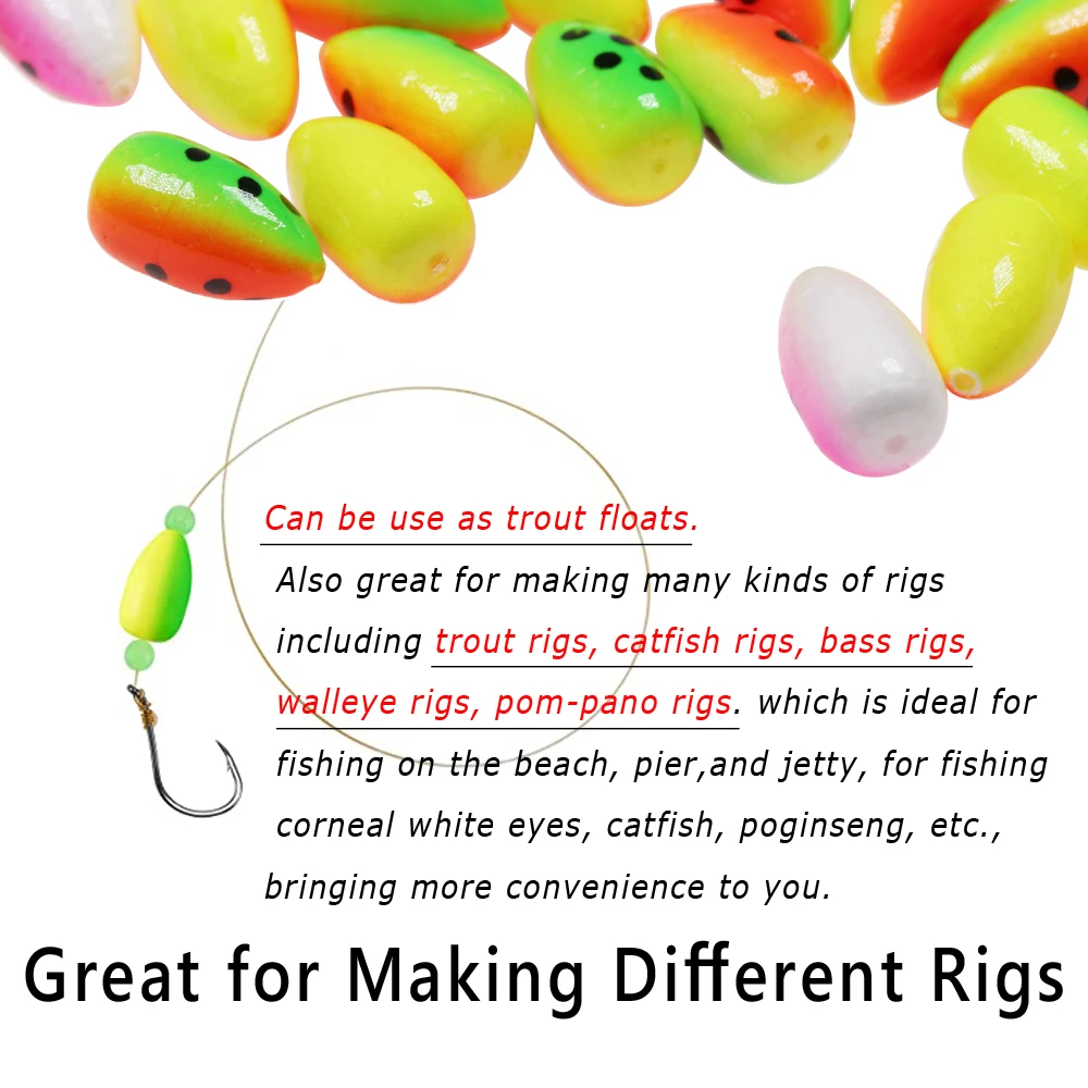 Bimoo-flotador en línea de espuma UV, señuelo de pesca con mosca para trucha, pez gato, cebo vivo, Pompano, Walleye, aparejos de agua salada, 100 unidades - imagen 5