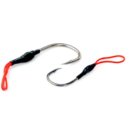 Gancho Jigbait individual con cuerda de amarre 4/0 #   Lote de anzuelos con señuelo para cuchara de pesca con púas, 5 piezas - imagen 2