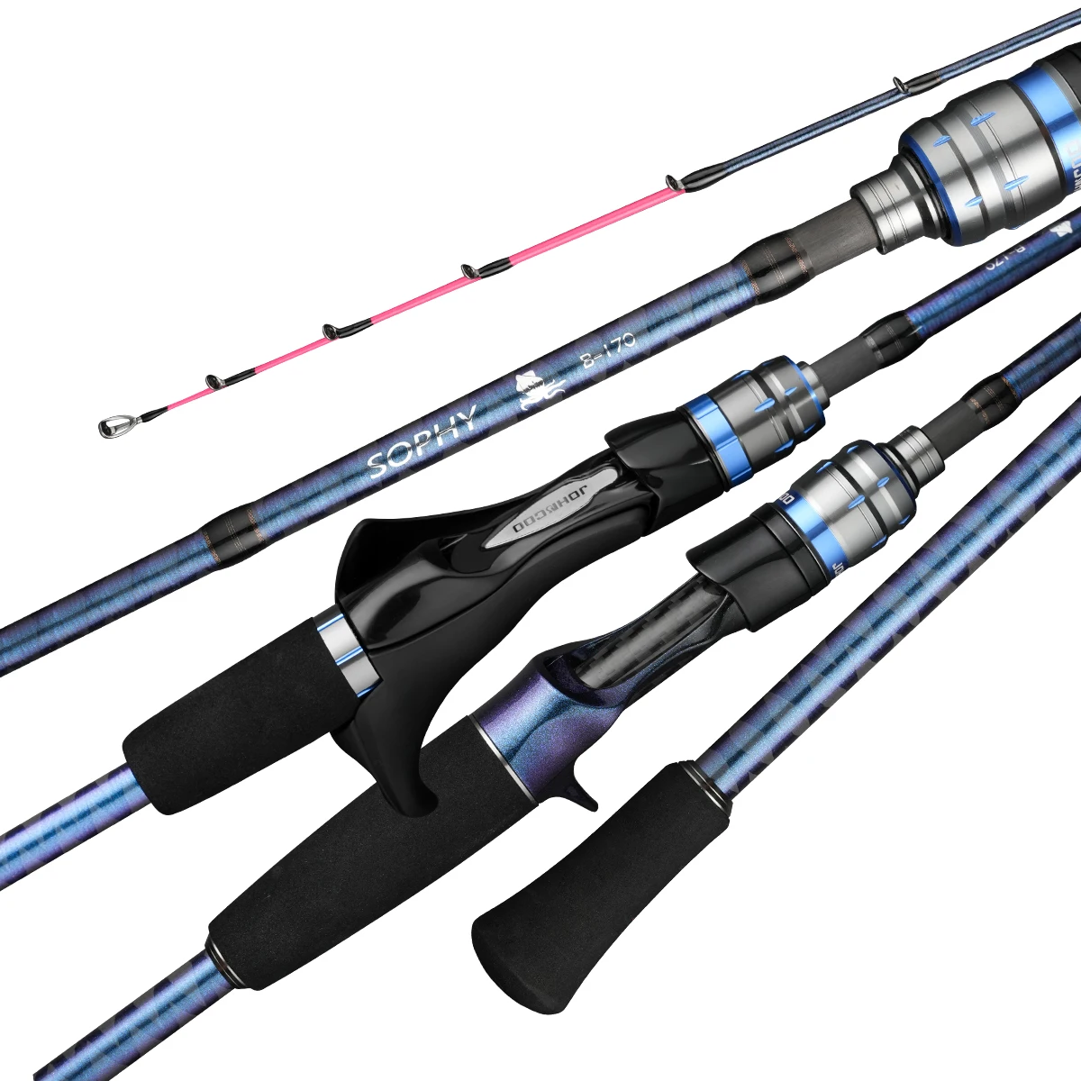 Caña de pescar de pulpo de 1,75 m, caña de pescar Baitcasting, punta de titanio, caña de pescar para barco con mango cómodo, guías en espiral de 1,7 m - imagen 5
