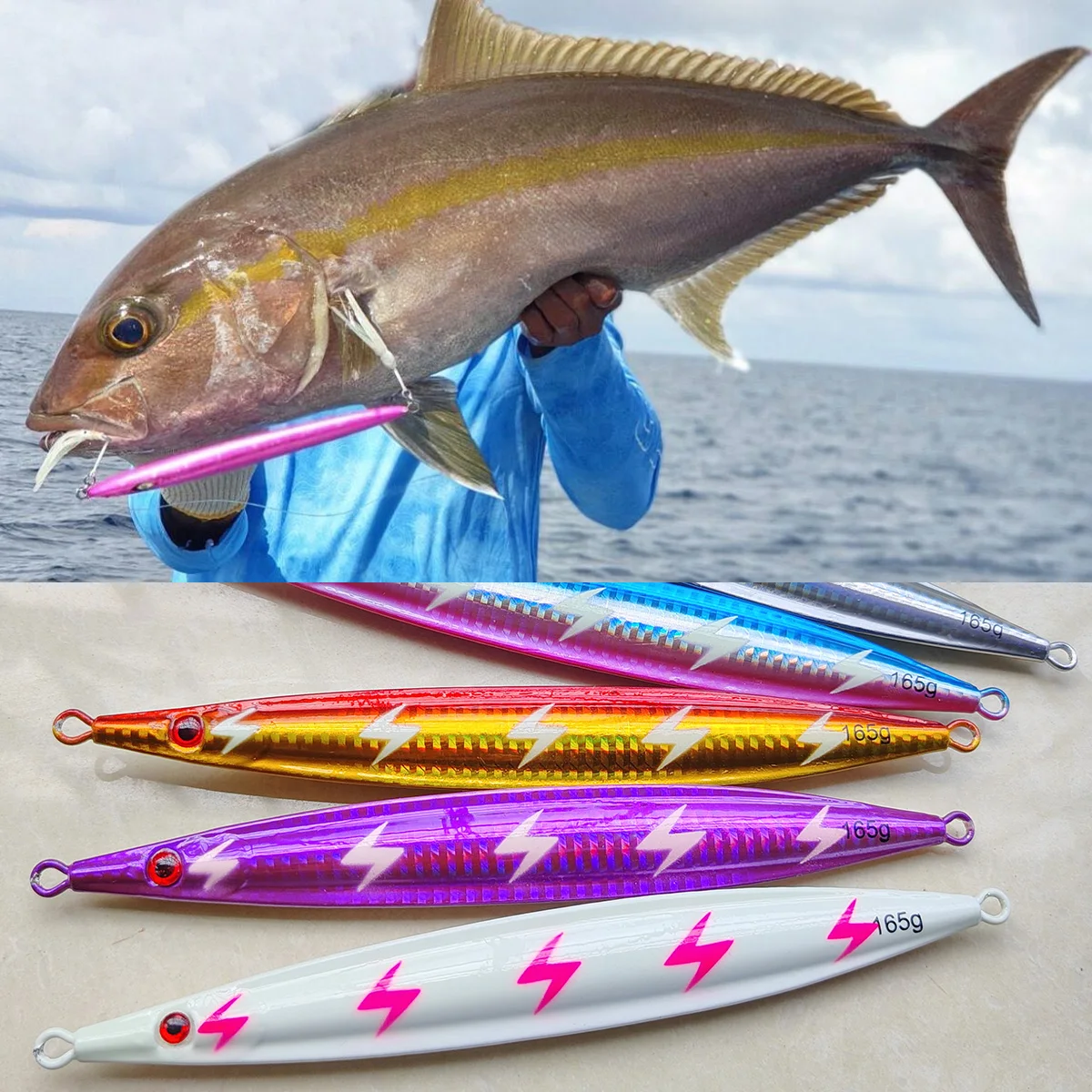 110g130g165g plantilla de Metal de paso lento Shore Jigging Pebble Stick cebo de agua salada Vertical señuelo de pesca de aguas profundas atún Marlin Wahoo Mahi - imagen 4