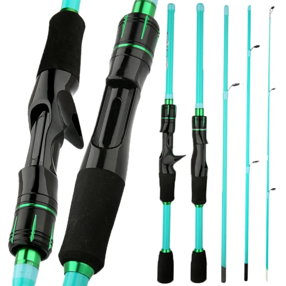 Carrete de caña de pescar con señuelo de 1,8-2,1 m, Combo de alta calidad, 4/5 secciones, caña de pescar portátil, carrete giratorio para Baitcasting, juego de Pesca - imagen 4