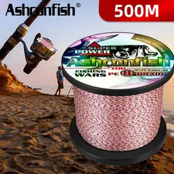 Ashconfish-línea de pesca trenzada de 8 hebras, 500M, multicolor, japonés, 6lbs-300lbs