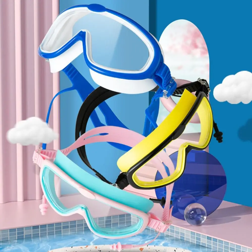 Accesorios de natación Gafas de natación con marco grande Vista amplia con tapones para los oídos Gafas de natación HD Gafas de natación ajustables Niños/Adultos - imagen 4