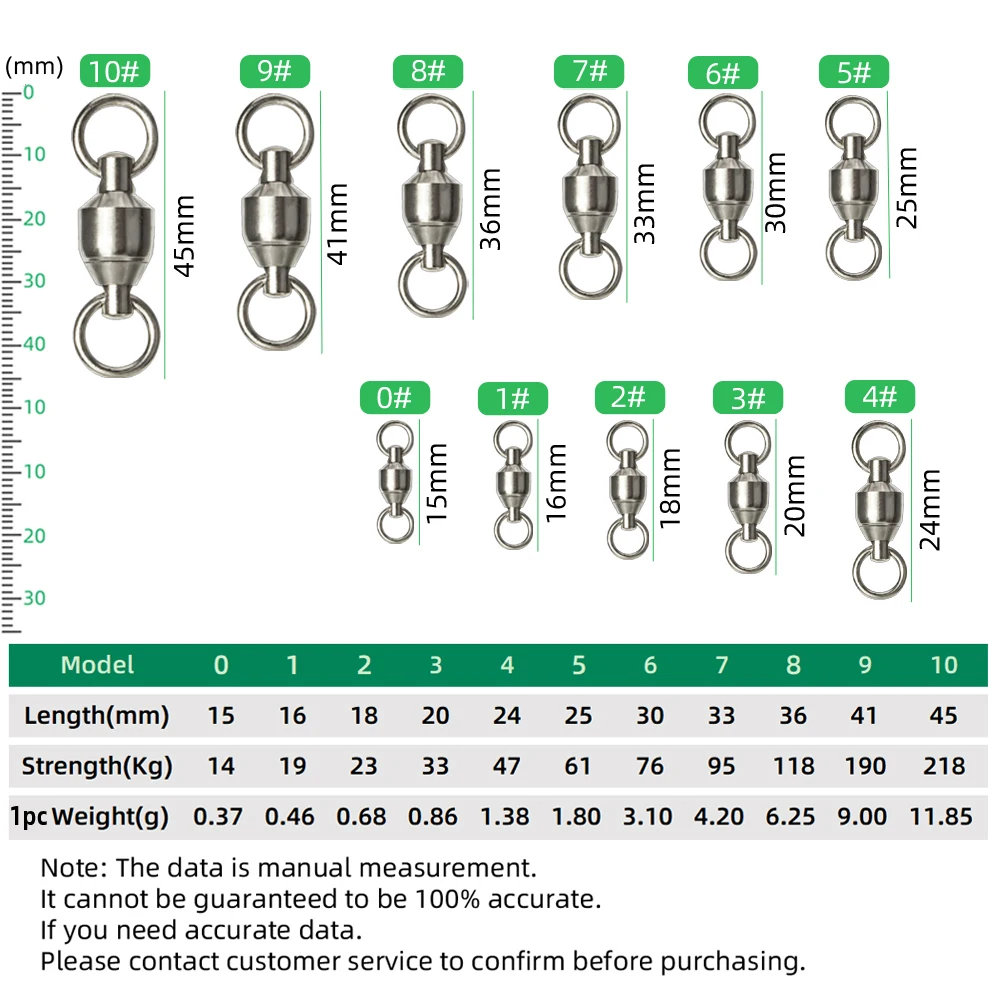DNDYUJU, 10 a 20 piezas, rodamiento de acero inoxidable, giratorios de pesca, conector giratorio, accesorios de pesca, herramientas, aparejos - imagen 2