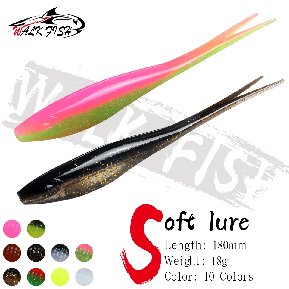 WALK FISH-cebo suave flotante de 180mm y 18g, señuelo de pesca con forma de V, cola dividida, Swimbait, gusano, pesca de agua dulce, 3 uds. - imagen 2