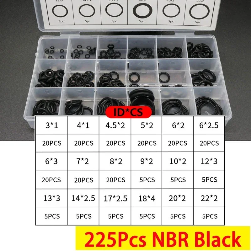 225Pcs NBR Black