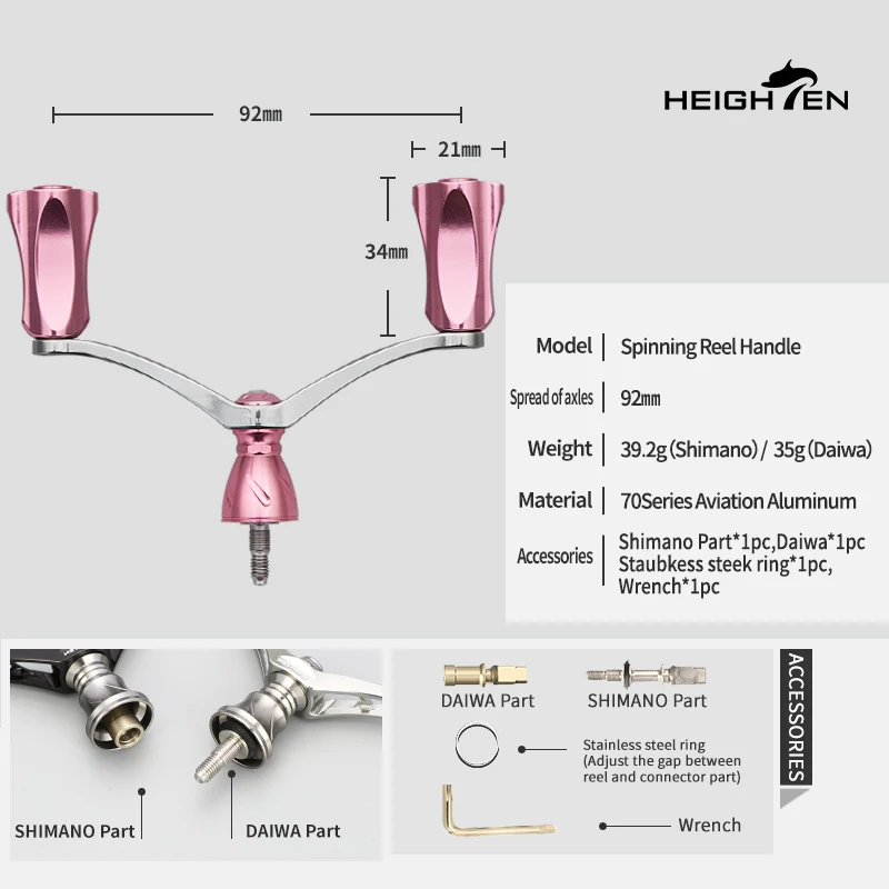 Carrete giratorio de aumento, mango doble, distancia de eje de 92mm con perilla de 21mm, compatible con piezas Mod de carrete Daiwa y Shimano - imagen 3