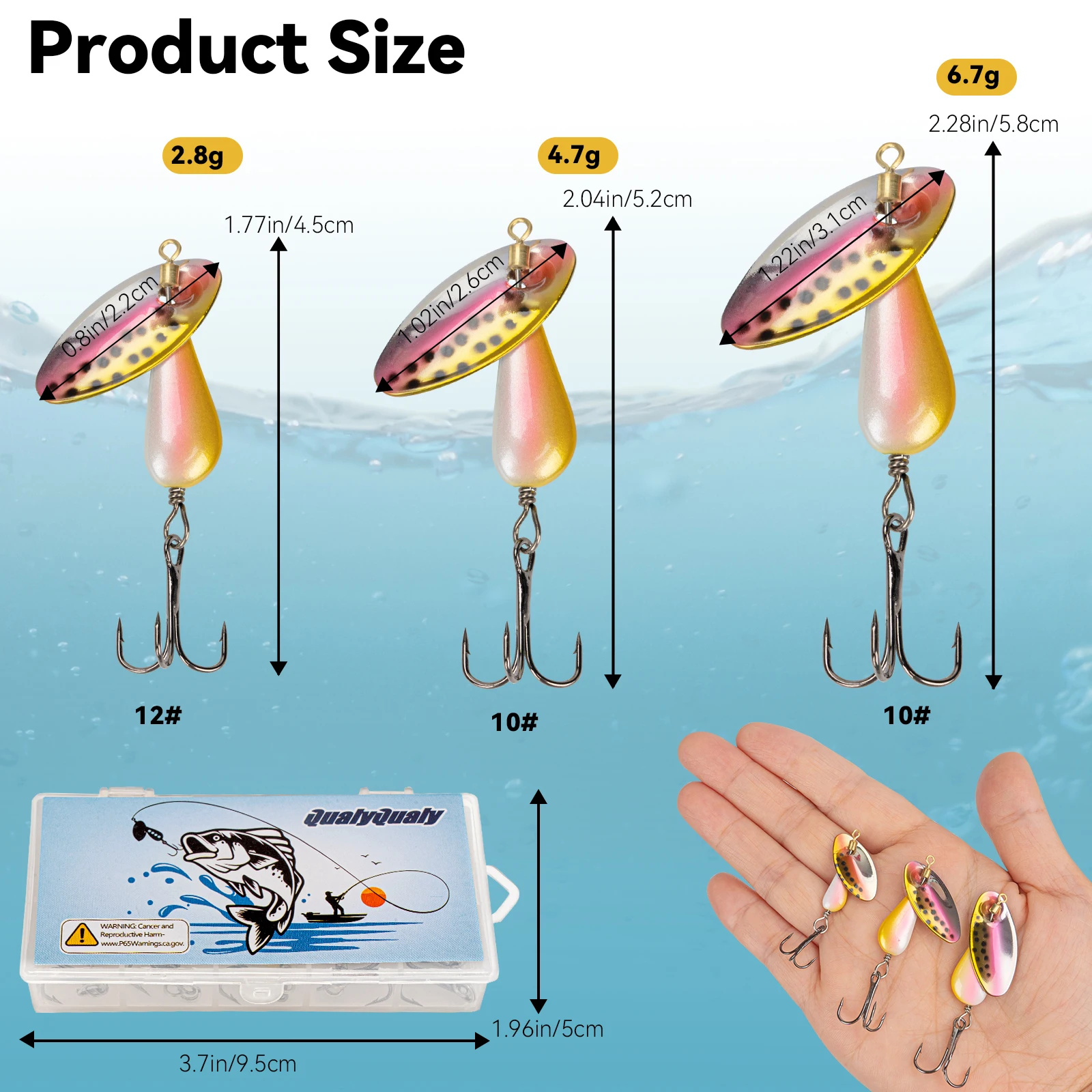 5 uds cuchara giratoria cebo de Metal señuelo de pesca para lubina trucha perca Pike 2,8g 4,7g 6,7g Spinner lentejuelas cebos de cuchara de tiro largo - imagen 2