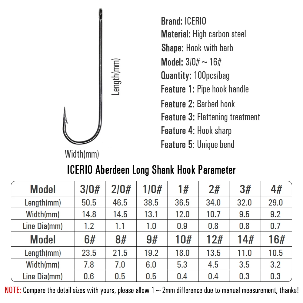 ICERIO-anzuelos de pesca de caña larga, anzuelos de pesca de agua dulce y salada, Sabiki Rig Streamer, 100 piezas, Aberdeen - imagen 4