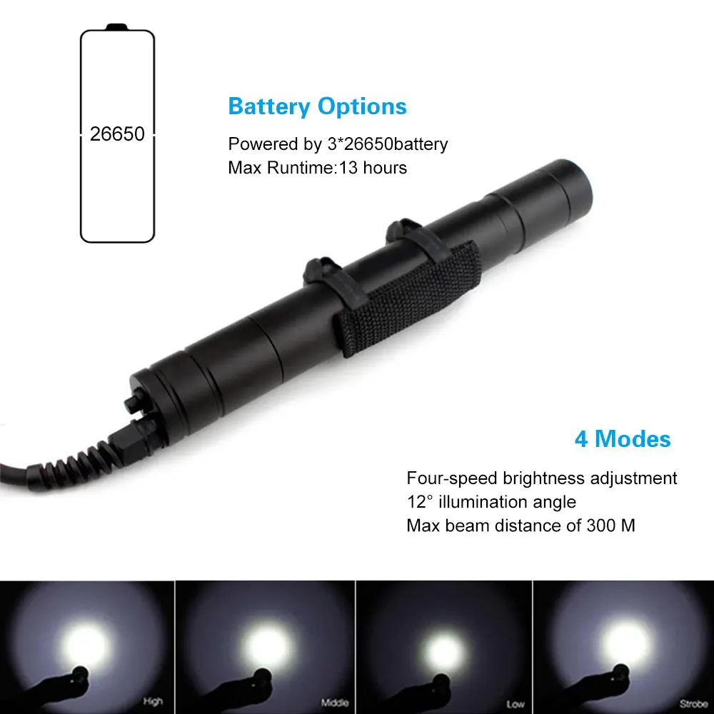 Linterna de luz LED para buceo, dispositivo de luz IPX8 para buceo, impermeable, XM-L2 U4, DIV10 V, DIV10W, 26650 - imagen 5