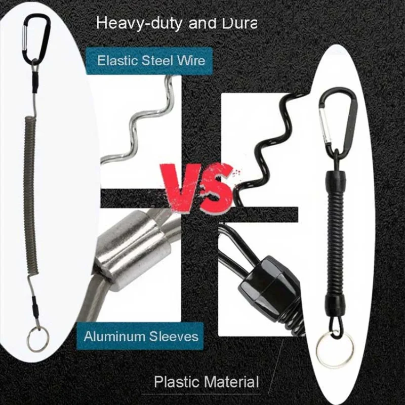 Ackibbik, 6 uds., cordón de pesca con mosquetón, cuerdas de pesca, alicates seguros, empuñaduras de labio, aparejos, correa de remo para Kayak, accesorios de paleta - imagen 5