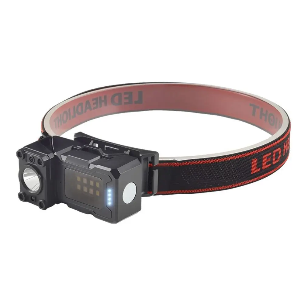 Reflector LED frontal recargable por USB, 6 modos de iluminación, linterna Fishig desmontable con batería integrada, linterna para acampar y ciclismo