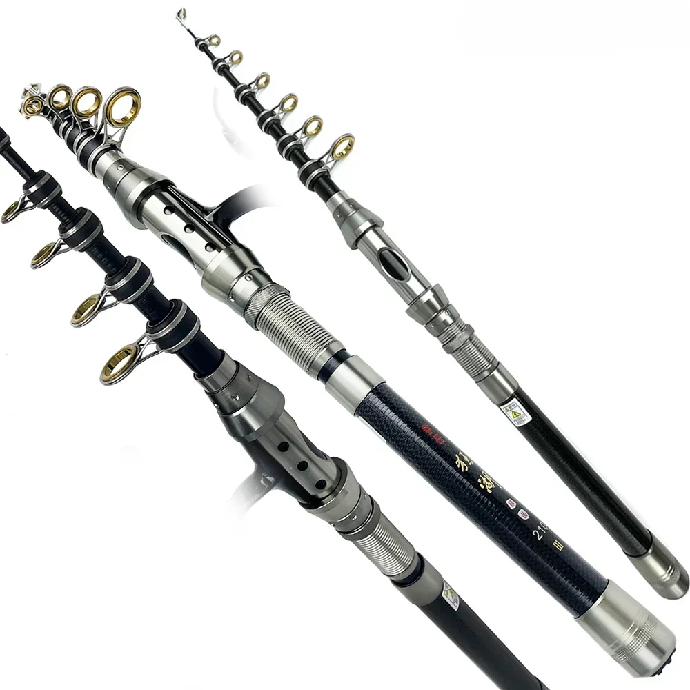 Ghotda 1,5 m 1,8 m 2,1 m 2,4 m Mini caña de pescar giratoria trucha de carbono carpa caña de pescar telescópica señuelo caña de pescar aparejos - imagen 2