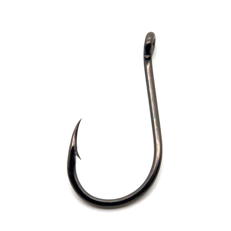 Anzuelos de acero con alto contenido de carbono 100C, 50 unids/lote, anzuelo compensado con púas negras 1 #   2 #   3 #   4 #   5 #   6 #   7 #   8 #   9 #   10 #   12 #   Anzuelo de pesca súper afilado