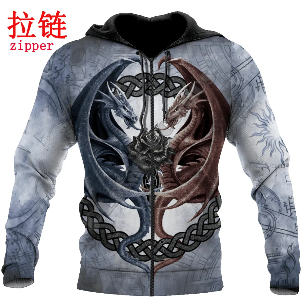 PLstar Cosmos Dragon pareja rosas flores 3D completamente estampado moda hombres Sudadera con capucha Unisex cremallera Sudadera con capucha Casual chándales KJ981 - imagen 3