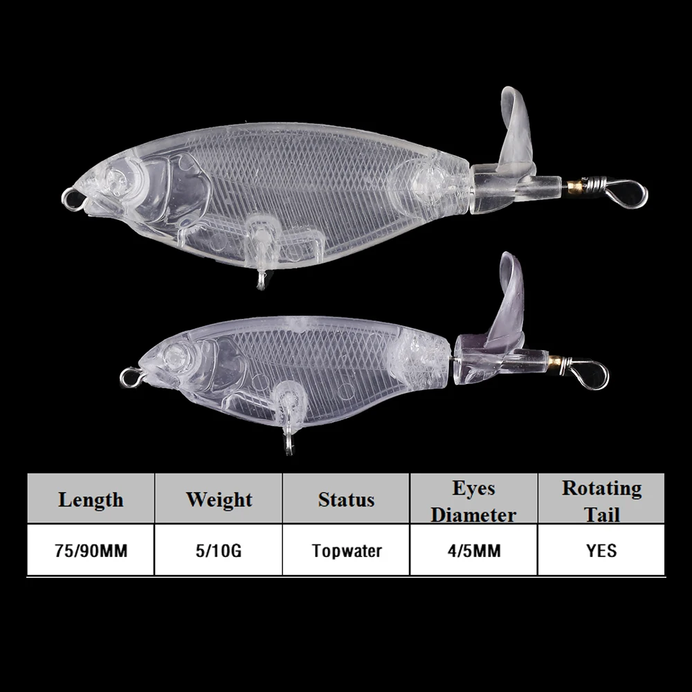 Chan'sHuang-Cebo en blanco sin pintar, cola giratoria Popper, aparejo de señuelo de pesca Artificial hecho a mano, 5g/10g, 20 piezas - imagen 2