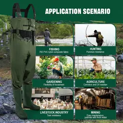 Goture, botas de neopreno de PVC de 2 capas con botas, botas de pesca impermeables, juego completo para hombres y mujeres con Kit de reparación de bolsa de teléfono