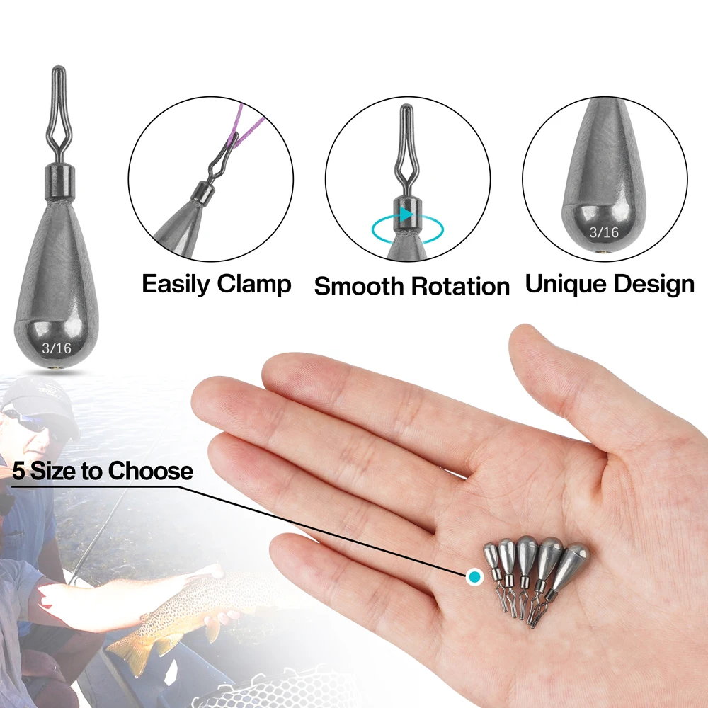 Pesas de pesca de tungsteno, plomos de tiro de gota, pesas de pesca de lubina, aparejo de Texas, 16 unids/lote por caja - imagen 3