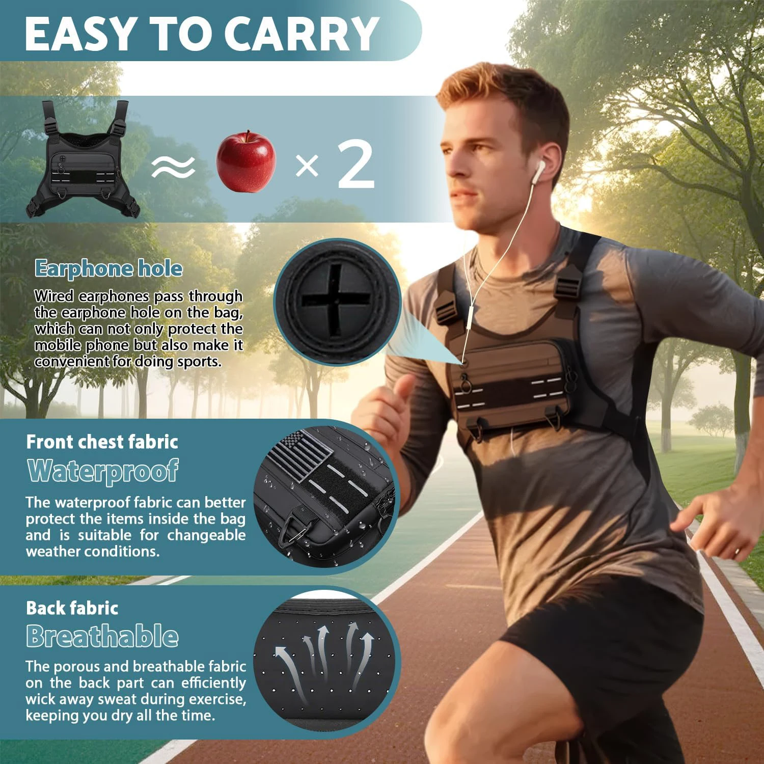 Nuevo chaleco táctico para correr, bolsa impermeable antirrobo para el pecho, riñonera de pesca, mochila para acampar al aire libre, senderismo y caza - imagen 4