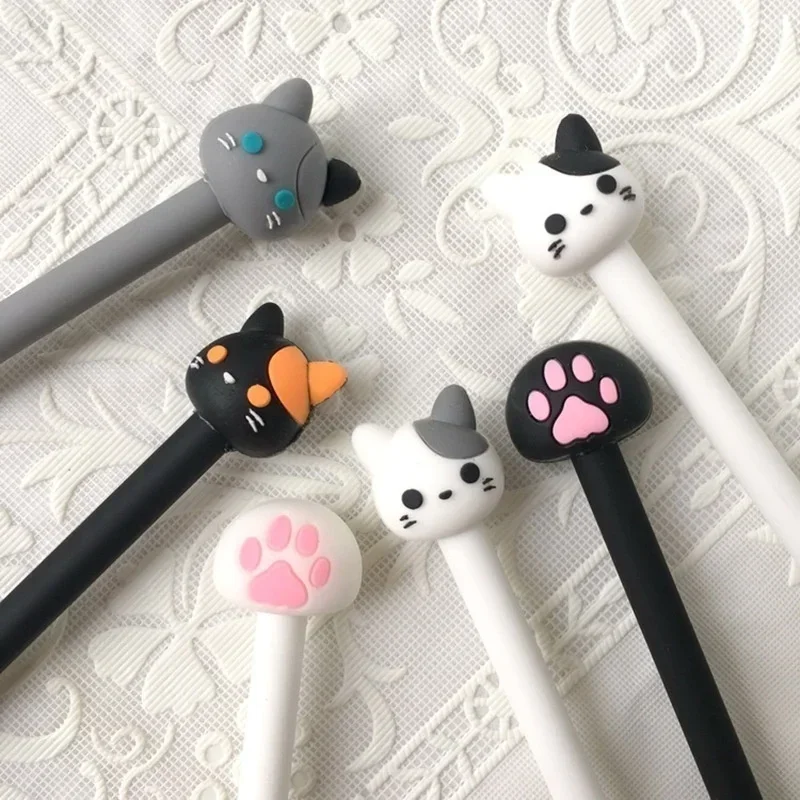 Nuevo 10 unids/set bolígrafo de Gel de gato Kawaii, tinta negra con garra bonita para escribir, papelería, suministros escolares de oficina, bolígrafos de dibujo creativos para estudiantes - imagen 2