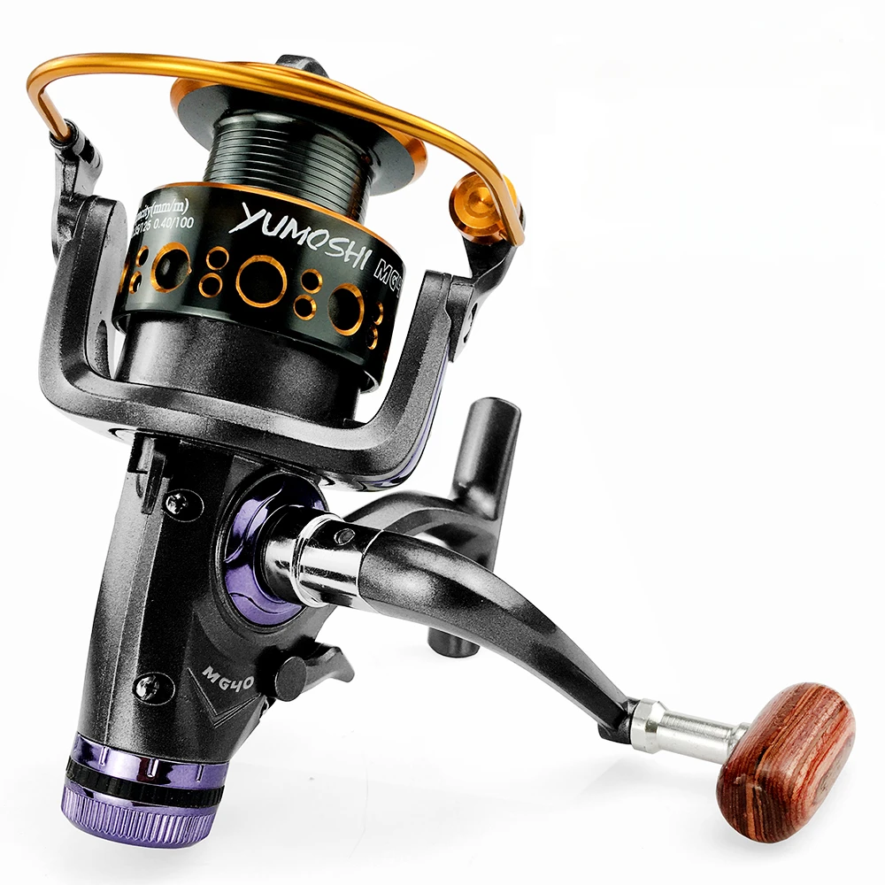 Carrete de pesca giratorio de carpa serie 3000-6000, carrete de Metal de arrastre máximo de 10KG, doble freno, carretes de fundición larga y suave para todas las aguas - imagen 5