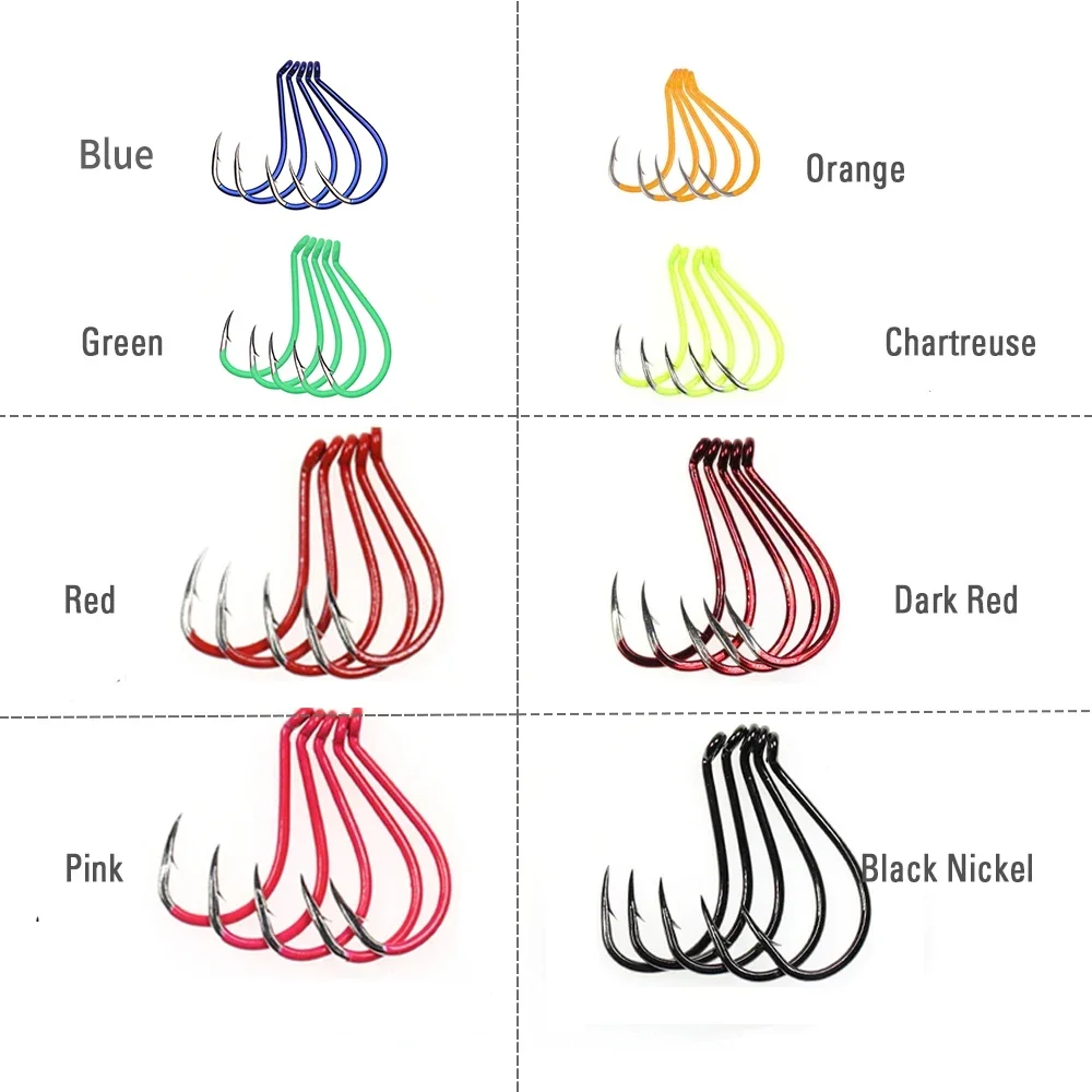 WIFREO-anzuelos de pesca luminosos de acero rico en carbono, fluorante UV, cebo de pico de pulpo, accesorios para anzuelos de agua salada # 10- # 10/0 - imagen 2