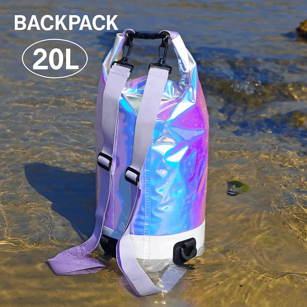Bolsa seca impermeable de 10L/20L, mochila impermeable, bolsa tipo cubo para natación de gran capacidad con correas para los hombros, ligera - imagen 5