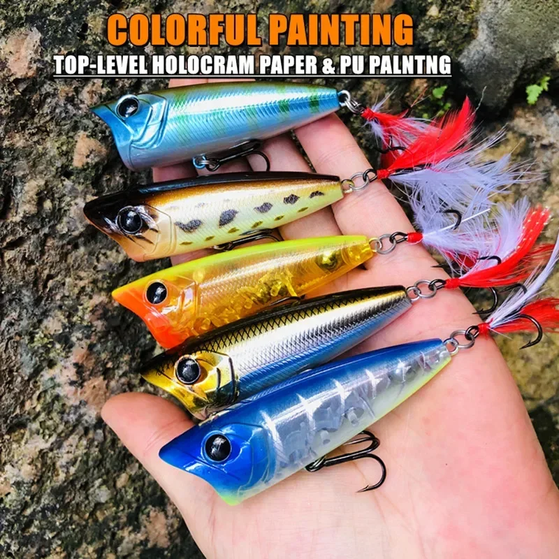 Señuelo de pesca Popper, 80mm, 16,5g, cebo duro Topwater para Lucio, modelo de superficie oscilante flotante de fundición larga - imagen 3