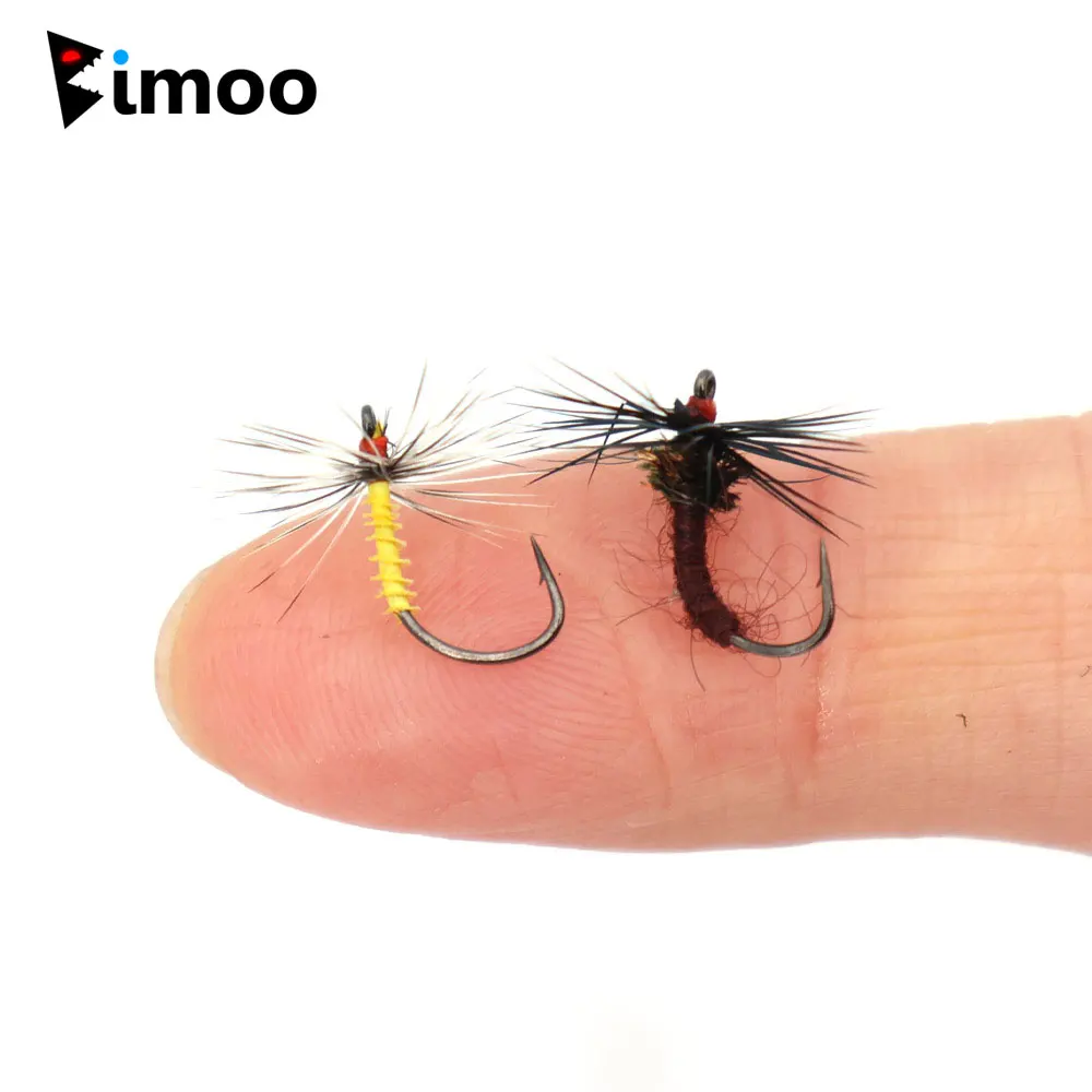 Bimoo 6PCS # 16 #   Gallo de púas Hackle mosca seca Artificial Mayfly Emergers para trucha perca Grayling BLuegill pesca Luers cebos - imagen 2