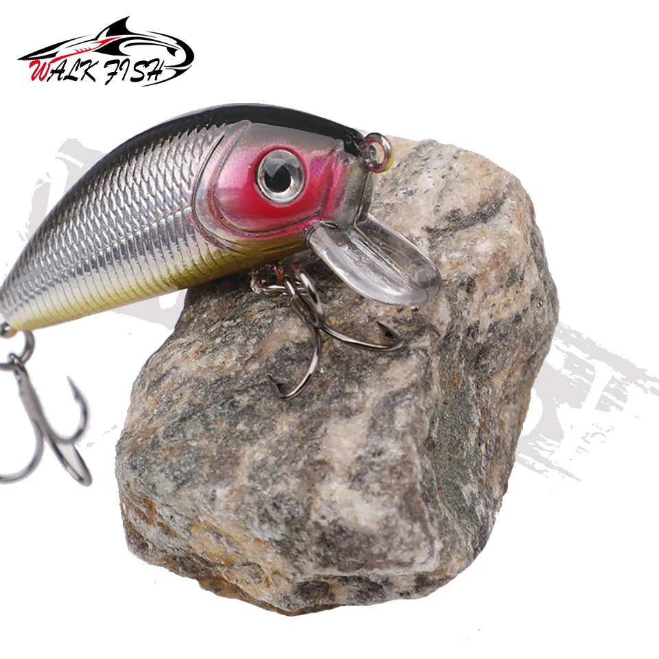 WALK Fish-señuelo de pesca flotante de pececillos, 1 piezas, 5cm, 4g, ojos 3D, Crankbait Wobbler, cebo duro de plástico Artificial, aparejos de pesca - imagen 5
