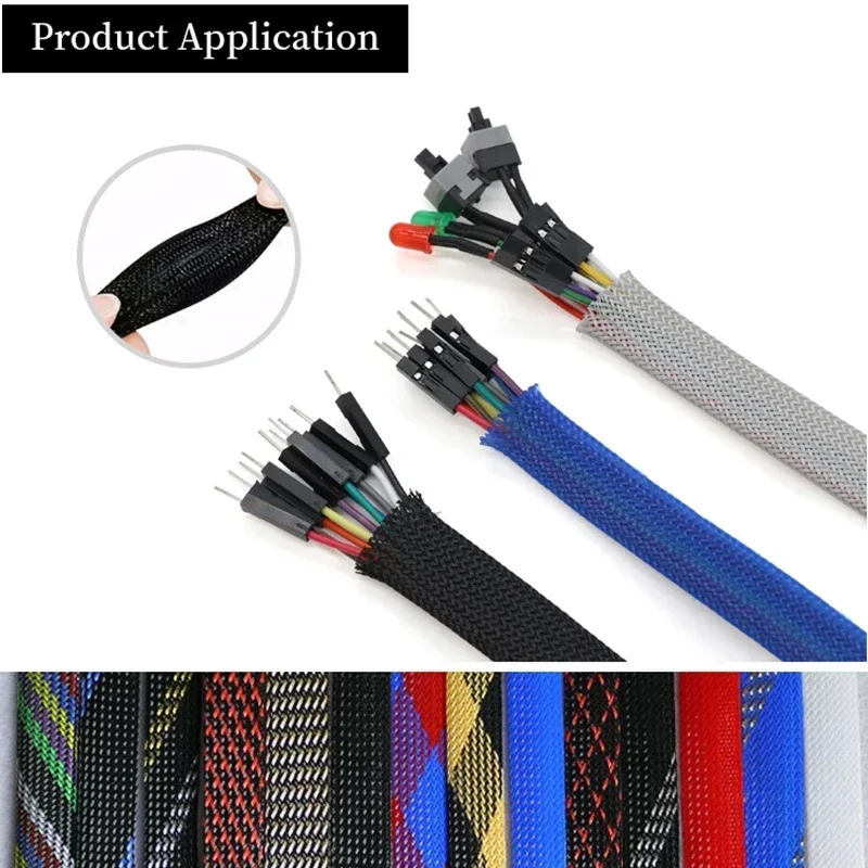 Mangas trenzadas de PET aisladas, funda protectora de Cable de alta densidad, envoltura de Cable, trenza protectora de Cable, 1/2/3/5/10/20/30/50M, 10mm - imagen 5