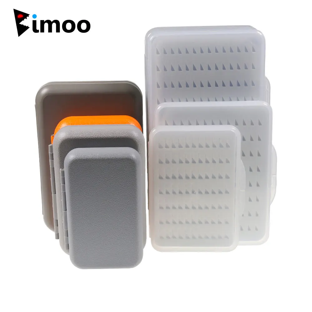 Bimoo-caja transparente ultrafina para pesca con mosca, moscas de ninfa, trucha, anzuelo de pesca, señuelos, caja de almacenamiento de cebo, contenedor, aparejos