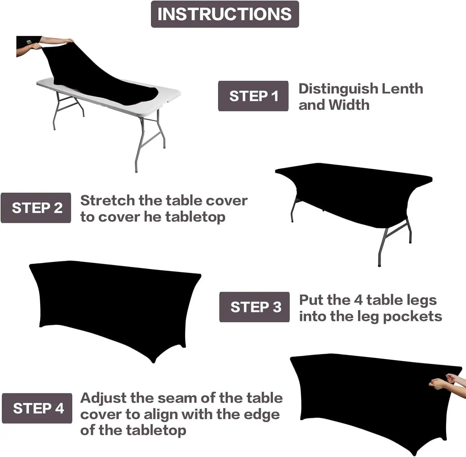 Mantel elástico Licra rectangular plegable – Protector de mesa para bodas - imagen 4
