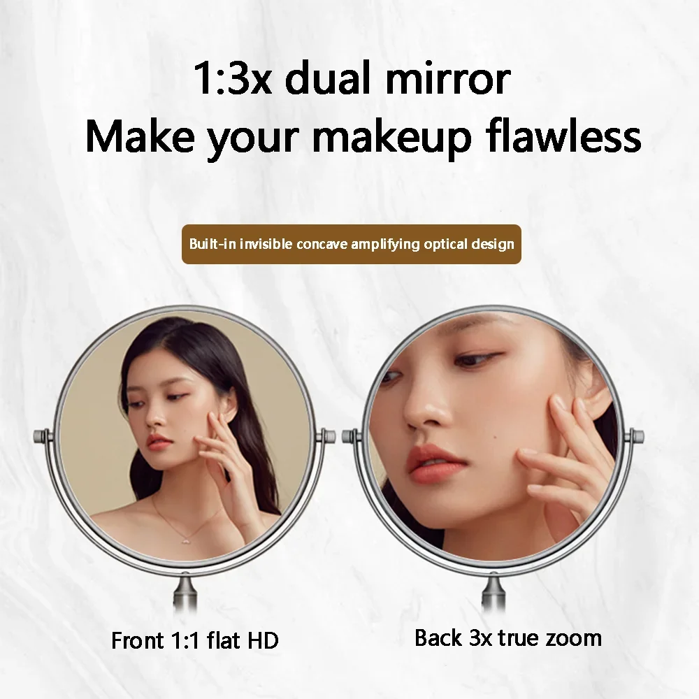 Espejo de tocador telescópico montado en la pared, espejo de dos lados con aumento de 8 pulgadas, espejo de maquillaje negro de aluminio espacial, regalo cosmético para mujer - imagen 5