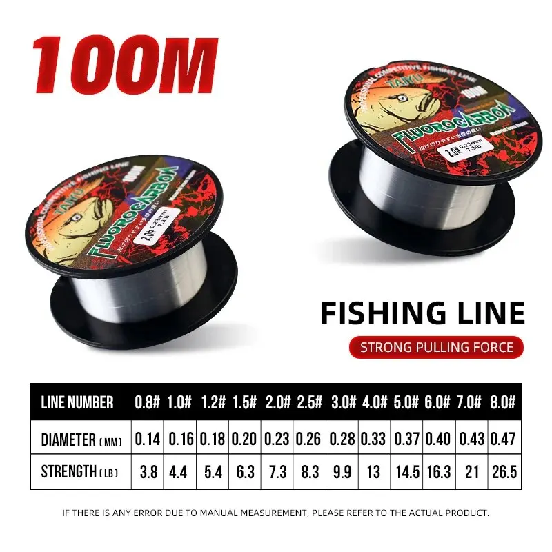 TAIYU-línea de pesca de fluorocarbono estándar de 100M, hilo de pesca con mosca de carpa, materiales japoneses, 3LB-26LB, alambre líder duradero, 0,14mm-0,47mm - imagen 2