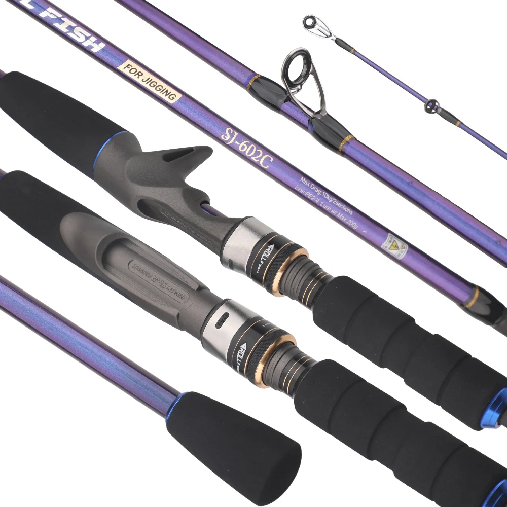 ROLLFISH barco fibra de carbono luz Jigging caña de pescar Spinning Casting señuelo caña de pescar agua salada 2 secciones 1,68-1,98 m - imagen 3