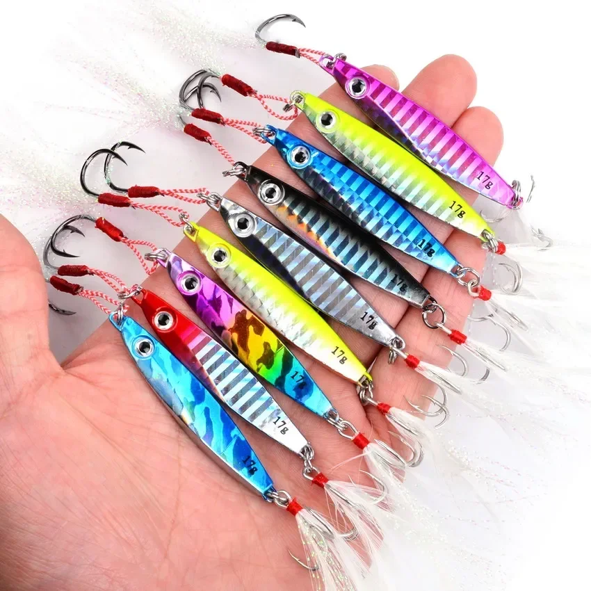 Señuelos de Pesca de Metal de plantilla lenta, cuchara de Jigging, impresión 3D, cebo Artificial láser, barco, Señuelos de Pesca súper duros - imagen 4