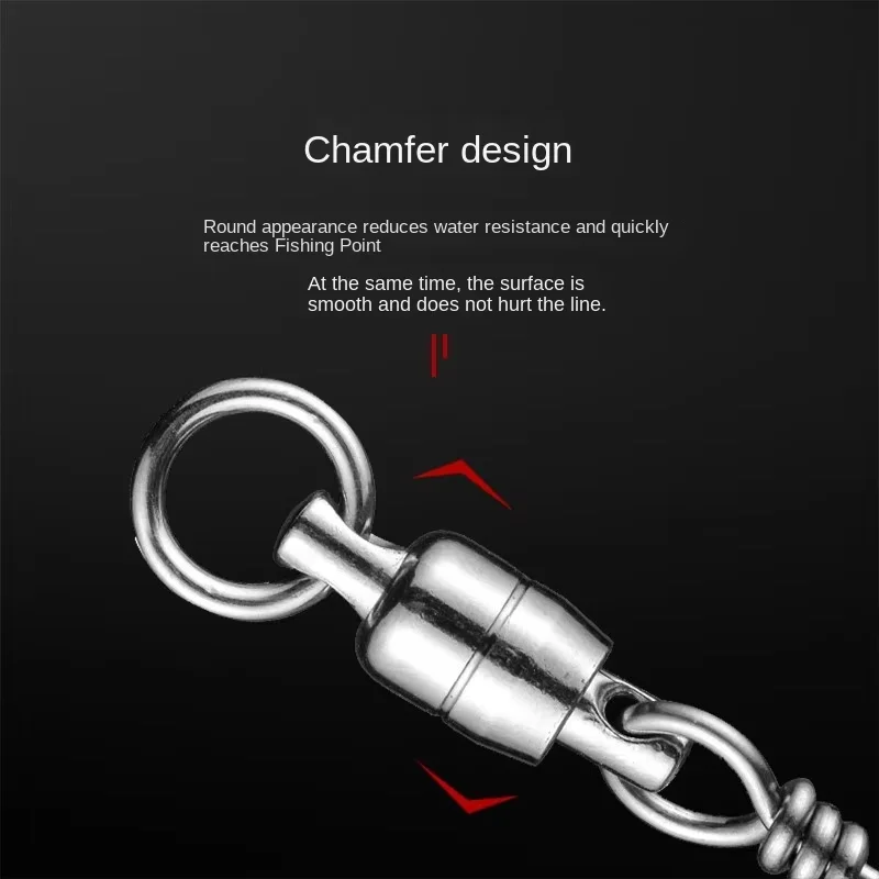 KEARMMING Anillo giratorio de doble rodamiento de acero inoxidable Pasador curvo Pesca en barco de mar Versión reforzada
