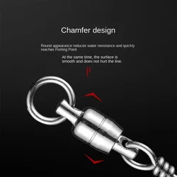 KEARMMING Anillo giratorio de doble rodamiento de acero inoxidable Pasador curvo Pesca en barco de mar Versión reforzada