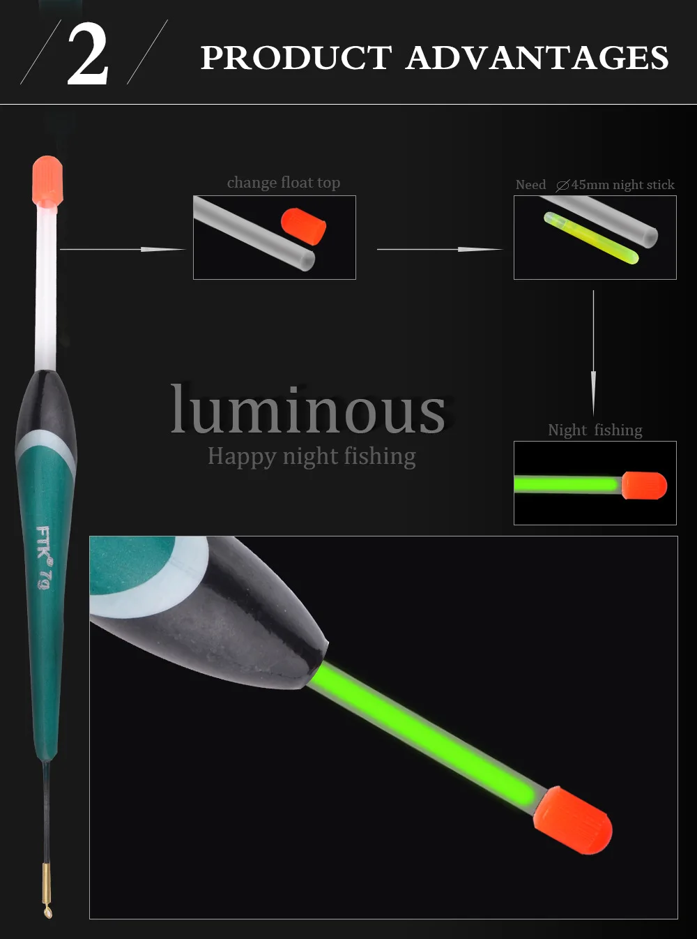 Juego de palos de luz nocturna para pesca, 25 piezas, venta al por mayor de peces flotantes, Balsam, Barguzinsky, abeto, llamativo, luminoso - imagen 4