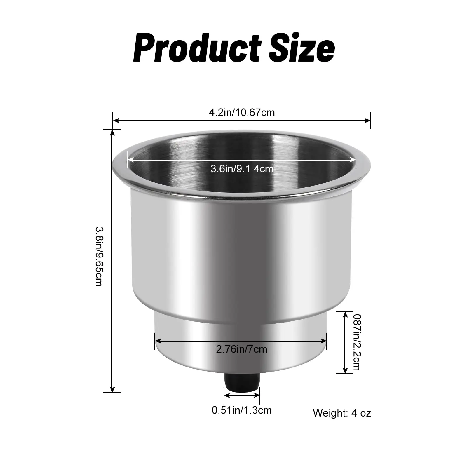 Goture Portavasos para yate, portavasos de acero inoxidable pulido a prueba de herrumbre, con accesorios para barcos con drenaje, coche para camper - imagen 2