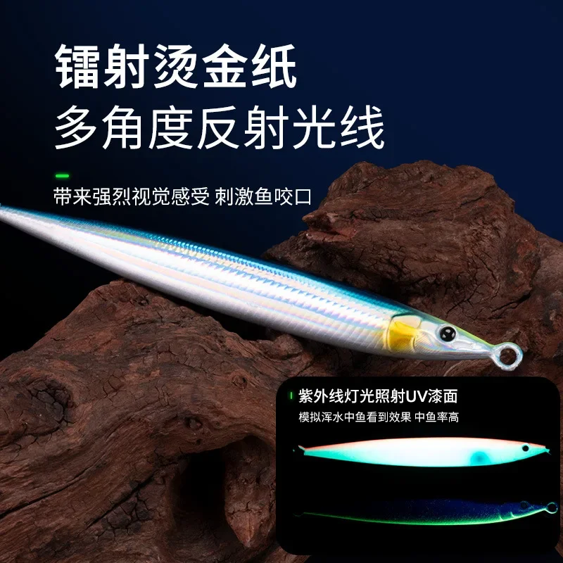 Señuelo de plantilla de Metal de agua salada, 60g, 80g, 100g, cebo vivo lento, plantillas de pesca en vivo, Jigging, barco, señuelo de pesca de mar - imagen 2