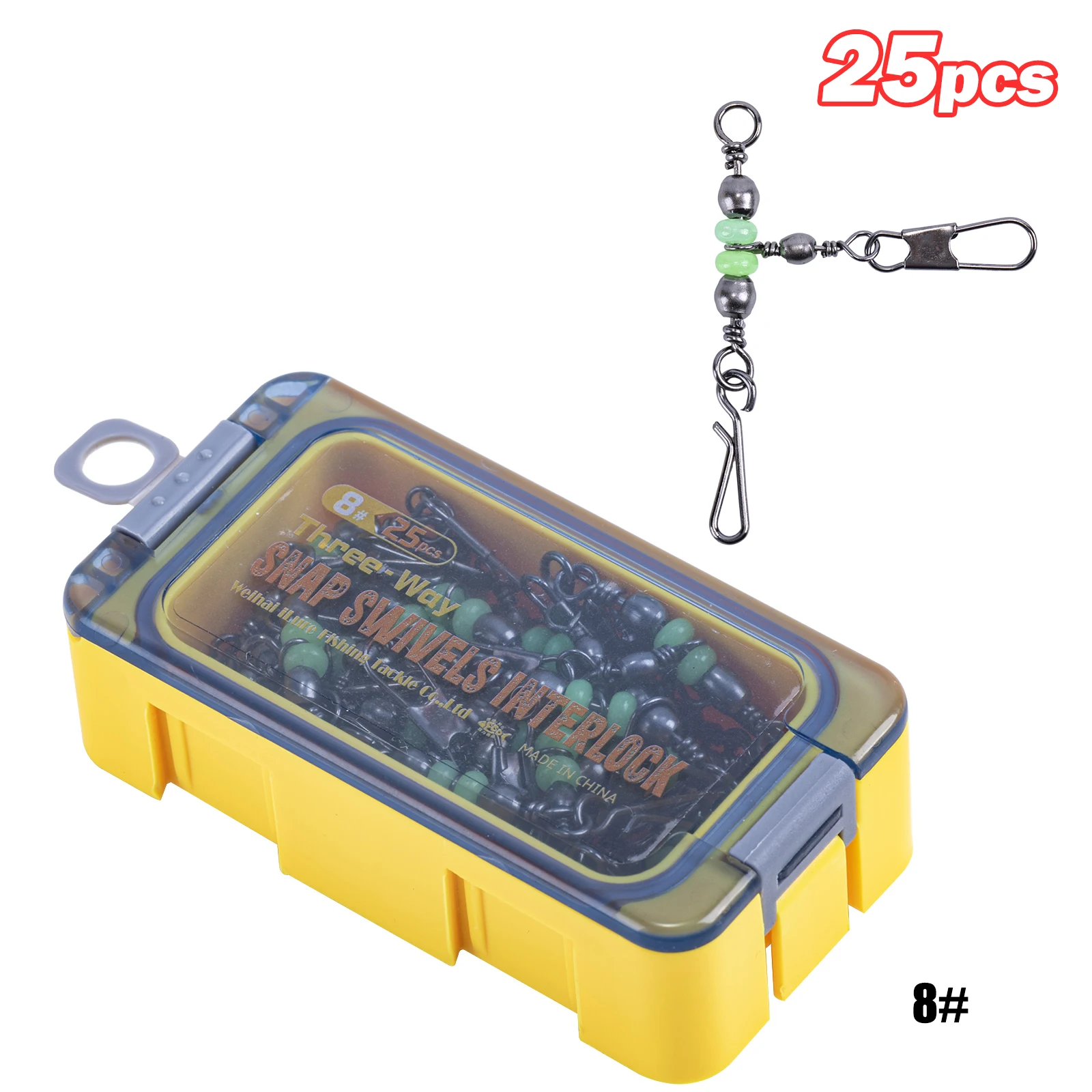 Goture 1/caja de giratorios de pesca con forma de calabaza, giratorios de pesca luminosos, rotación de 360 grados, giratorios redondos, accesorios de aparejos de pesca