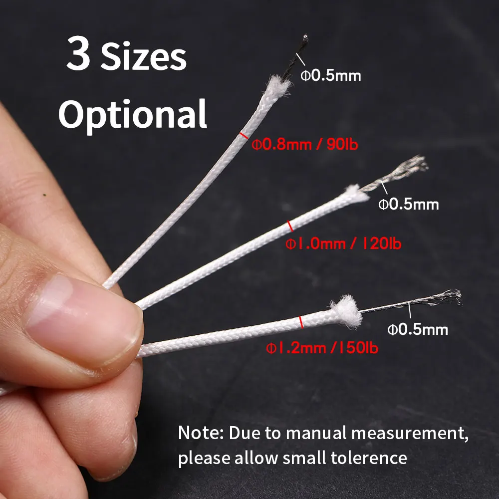 Bimoo 5 m/pack blanco rojo PE anzuelo Assit línea 7*7 núcleo de alambre de acero inoxidable 16 hebras línea de pesca trenzada 90/120/150LB - imagen 4