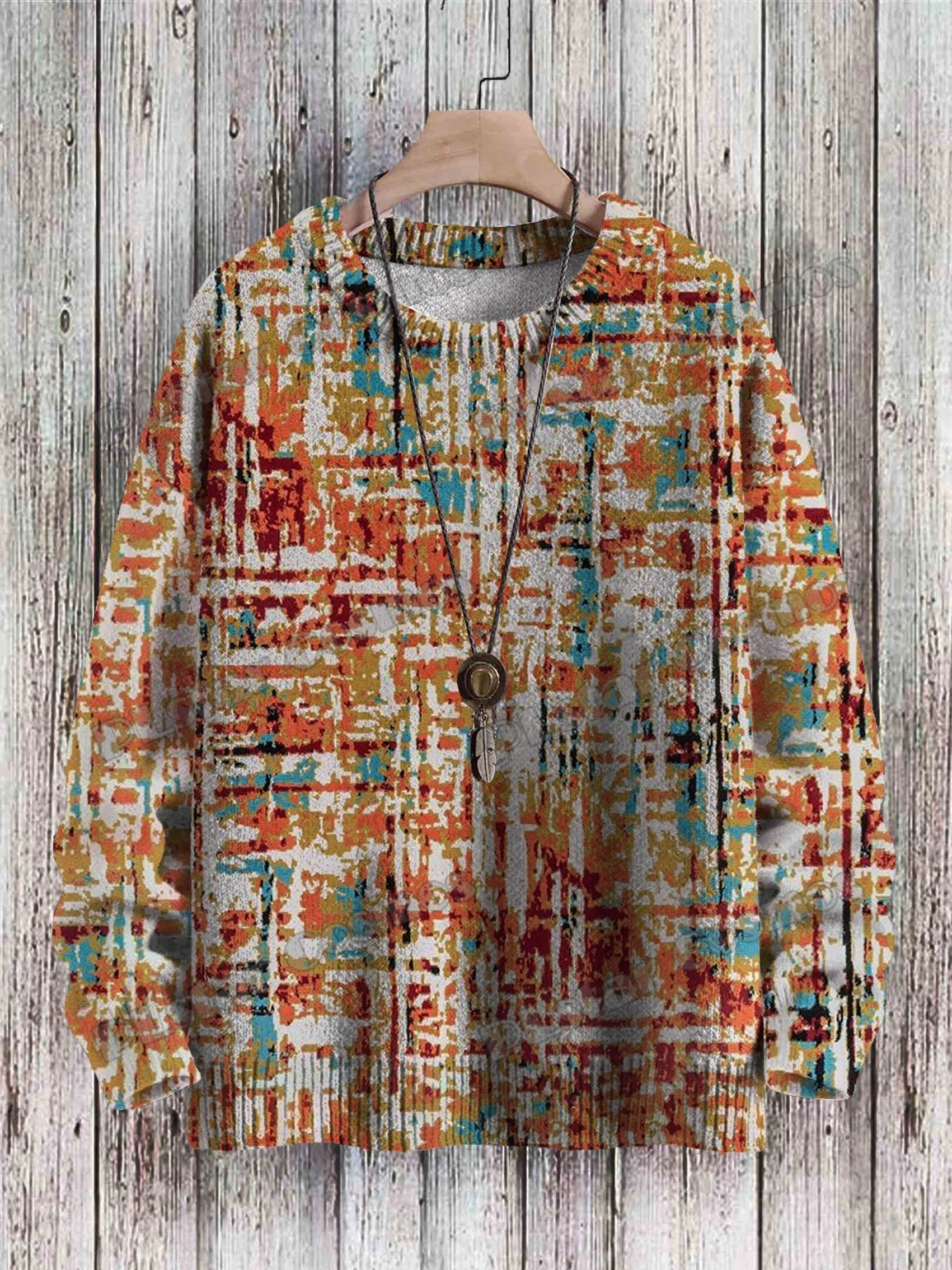 KMY29-suéter de punto informal para hombre y mujer, Jersey Retro con estampado 3D de murciélagos divertidos, cuello redondo, Invierno - imagen 2